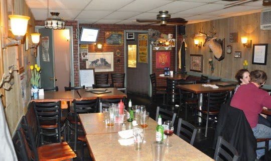 Front view of a historic bar and grill.